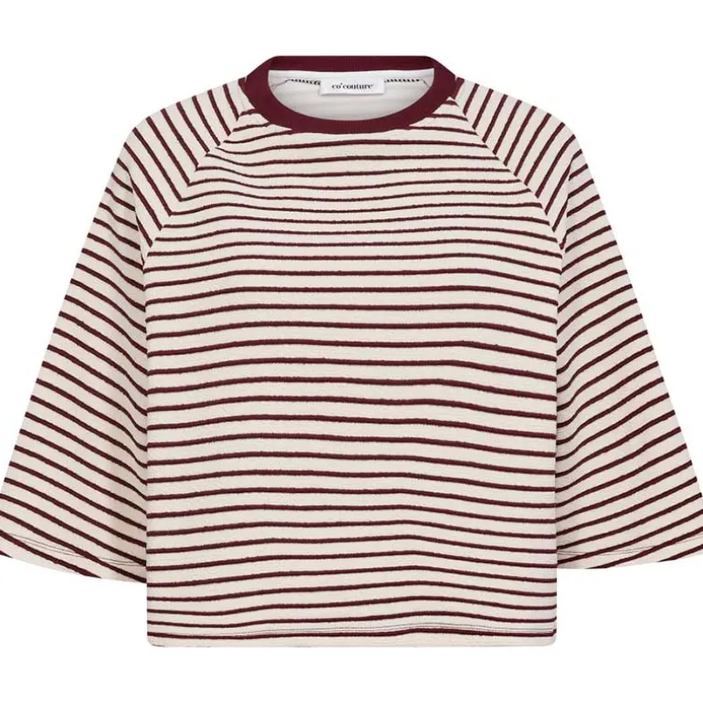 Co Couture ErinCC Stripe Tee WhiteBurgundy