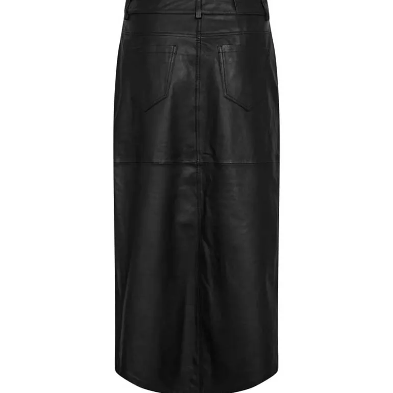 CO COUTURE PHOEBECC LEATHER SLIT SKIRT SORT