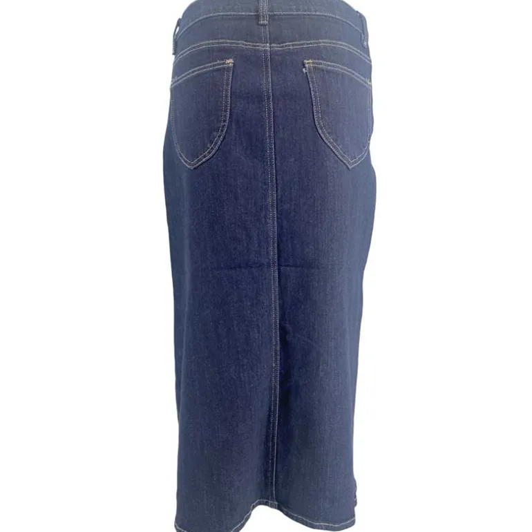 J By J 9233 Stretch Denim Skirt Dark Blue
