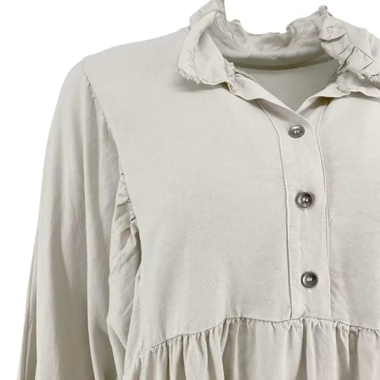 J By J 81690 Tencel Shirt Light Grey