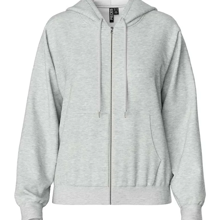 Pieces PCChilli LS Zip Hoodie Noos Light Grey Melange