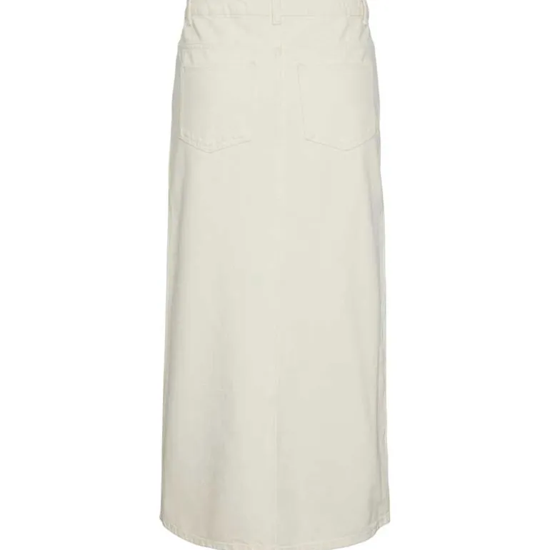 Pieces PCKenise MW Denim Ankle Skirt BC Off White