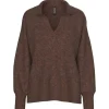 Pieces PcMalou LS Polo Knit Noos Chicory Coffee Melange