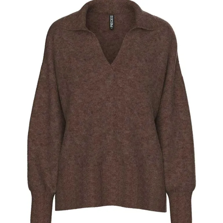Pieces PcMalou LS Polo Knit Noos Chicory Coffee Melange
