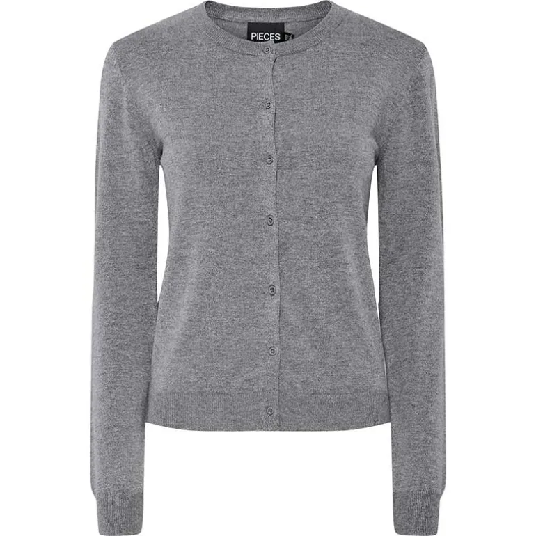 Pieces PCNora LS O-neck Knit Cardigan Noos Medium Grey Melange