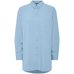 Pieces PcPoppy Ls Oxford Loose Shirt WVN Noos Cashmere Blue