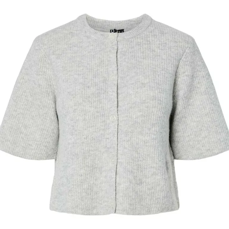 Pieces PCSilly SS O-Neck Knit Cardigan Noos Light Grey Melange