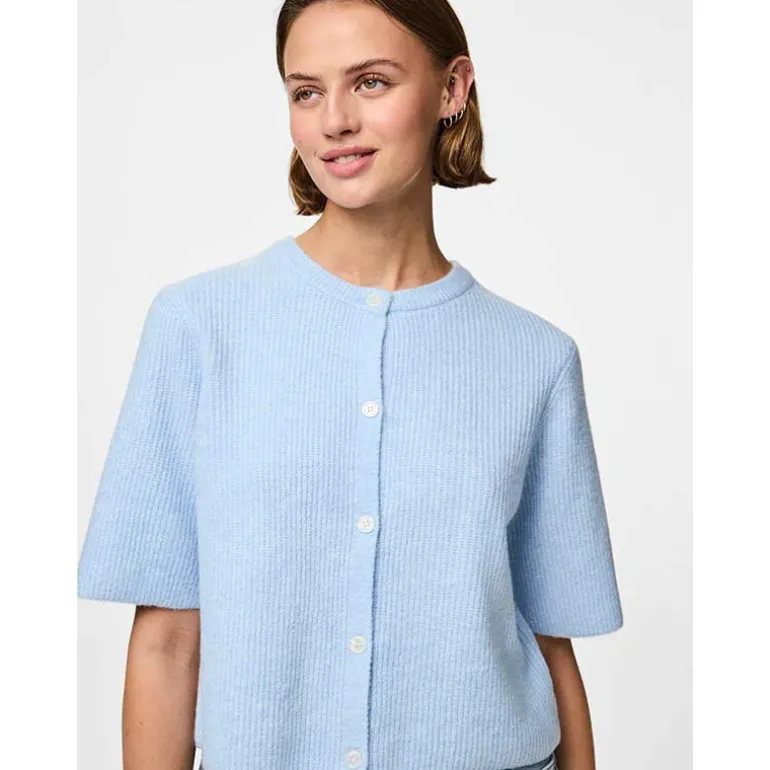 Pieces PCSilly SS O-Neck Knit Cardigan Noos Cashmere Blue